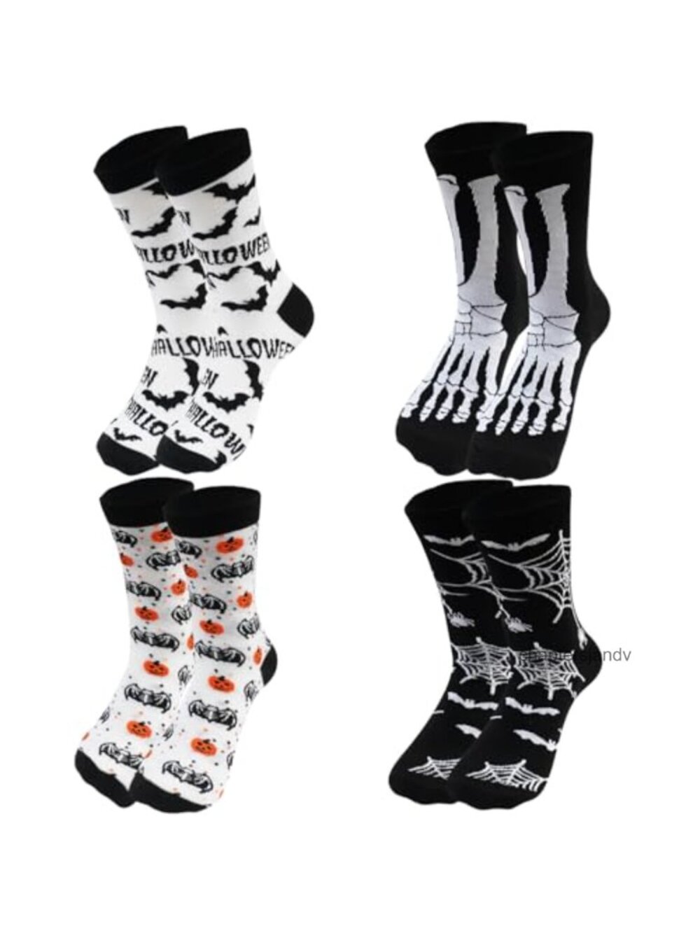 Halloween Socks 4 Pack Cotton Blend Crew Unisex Novelty